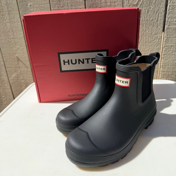 Hunter Shoes - Hunter Rain Boots Chelsea Boot Black Size 10 NEW IN BOX Matte Black Rubber $155